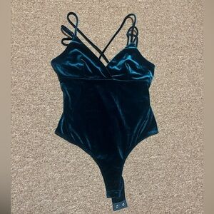 Women’s Teal Velvet Bodysuit